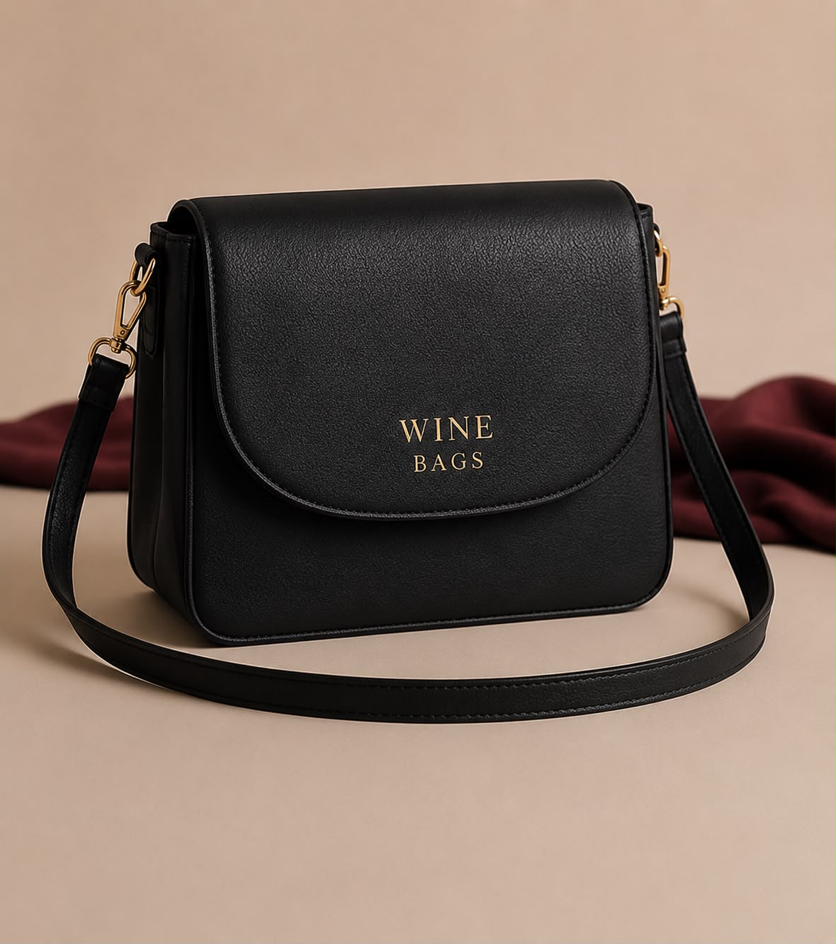 Wine Bags Black Flap Crossbody Bag