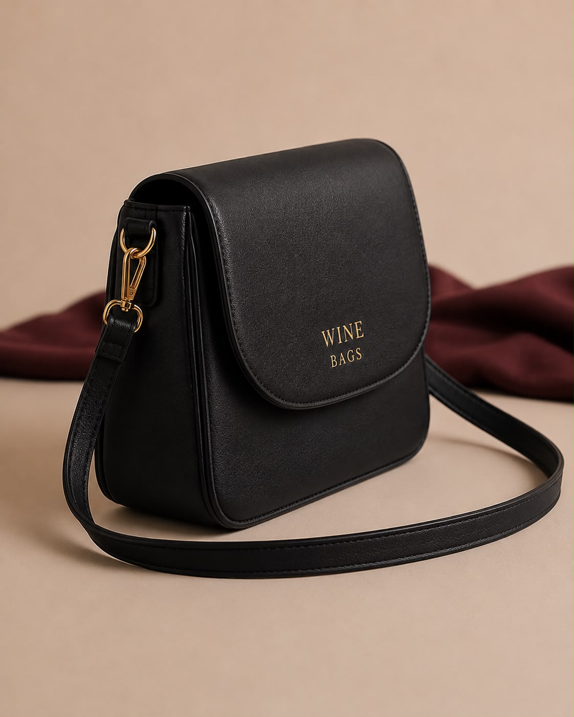 Wine Bags Black Flap Crossbody Bag