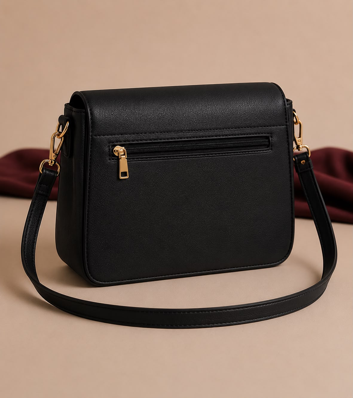 Wine Bags Black Flap Crossbody Bag