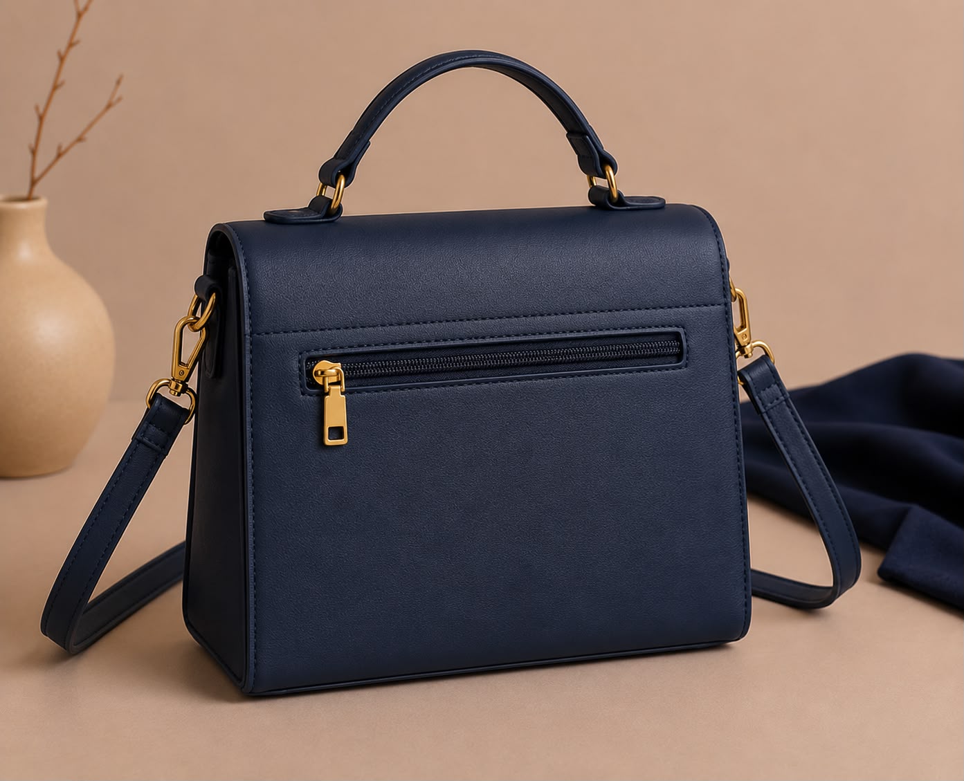Wine Bags Midnight Blue Structured Handbag