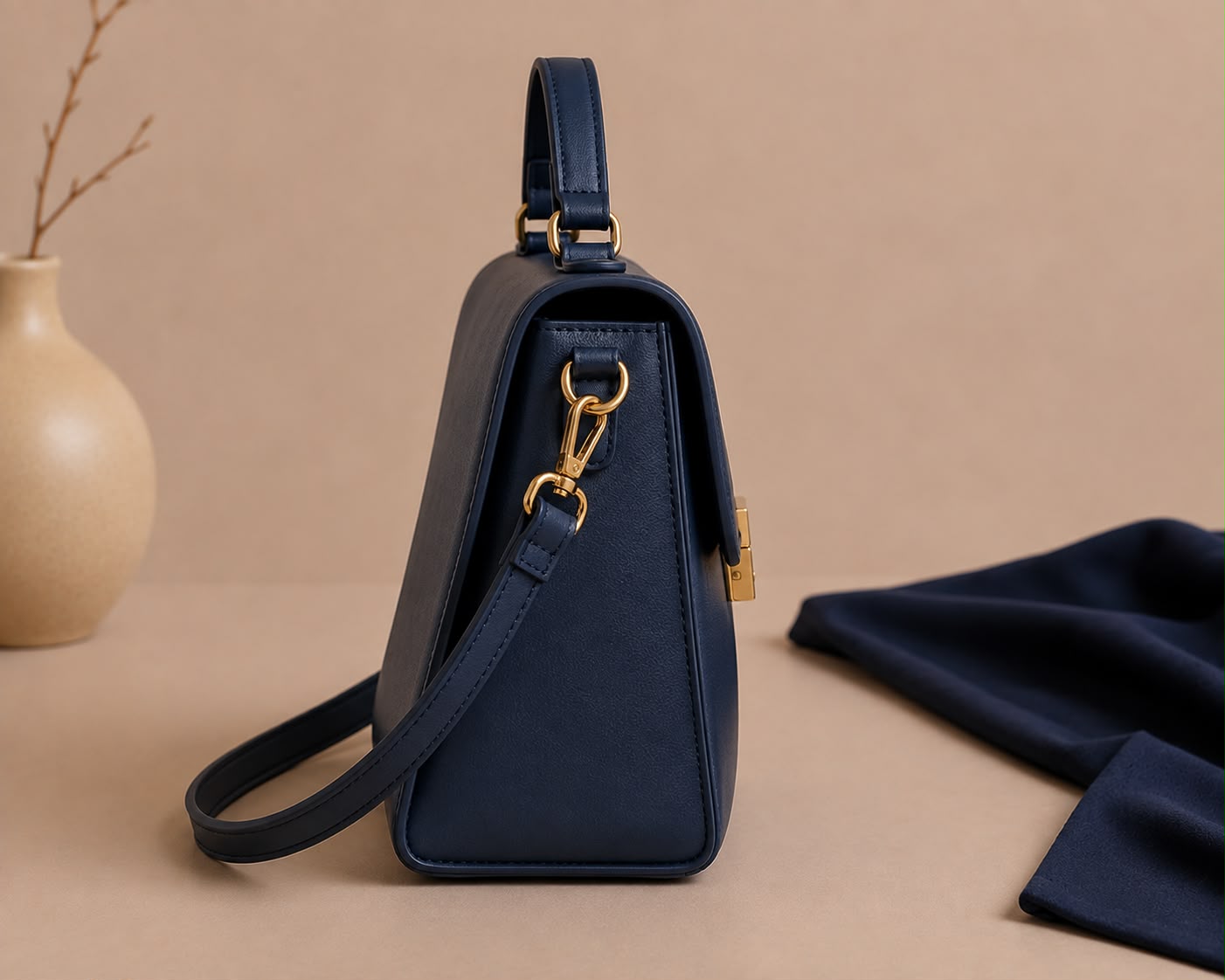 Wine Bags Midnight Blue Structured Handbag