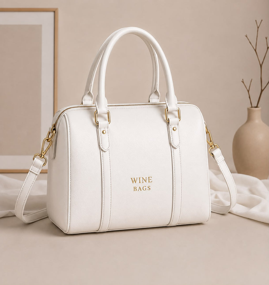 Wine Bags Travel Satchel – Pearl White