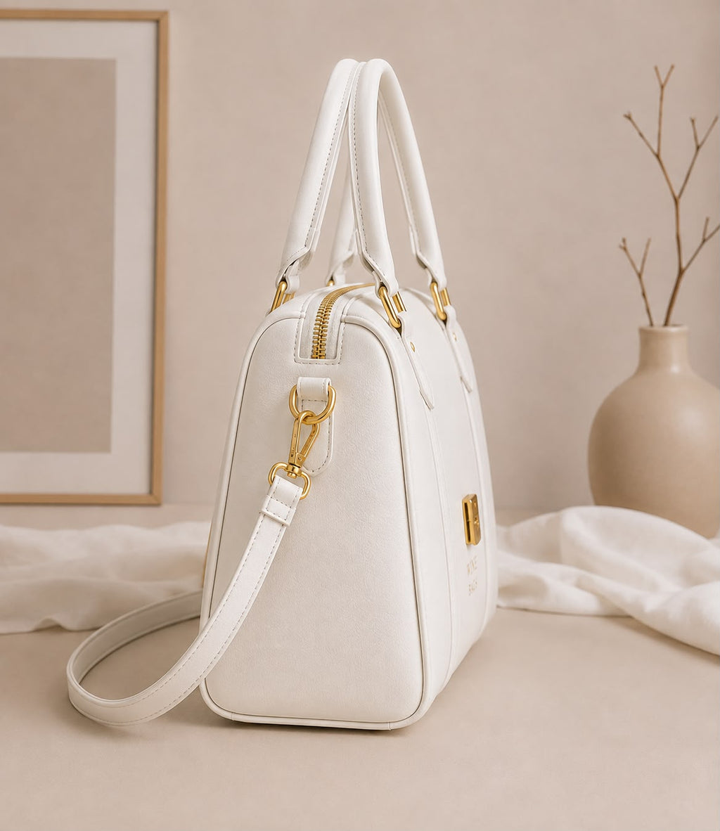 Wine Bags Travel Satchel – Pearl White