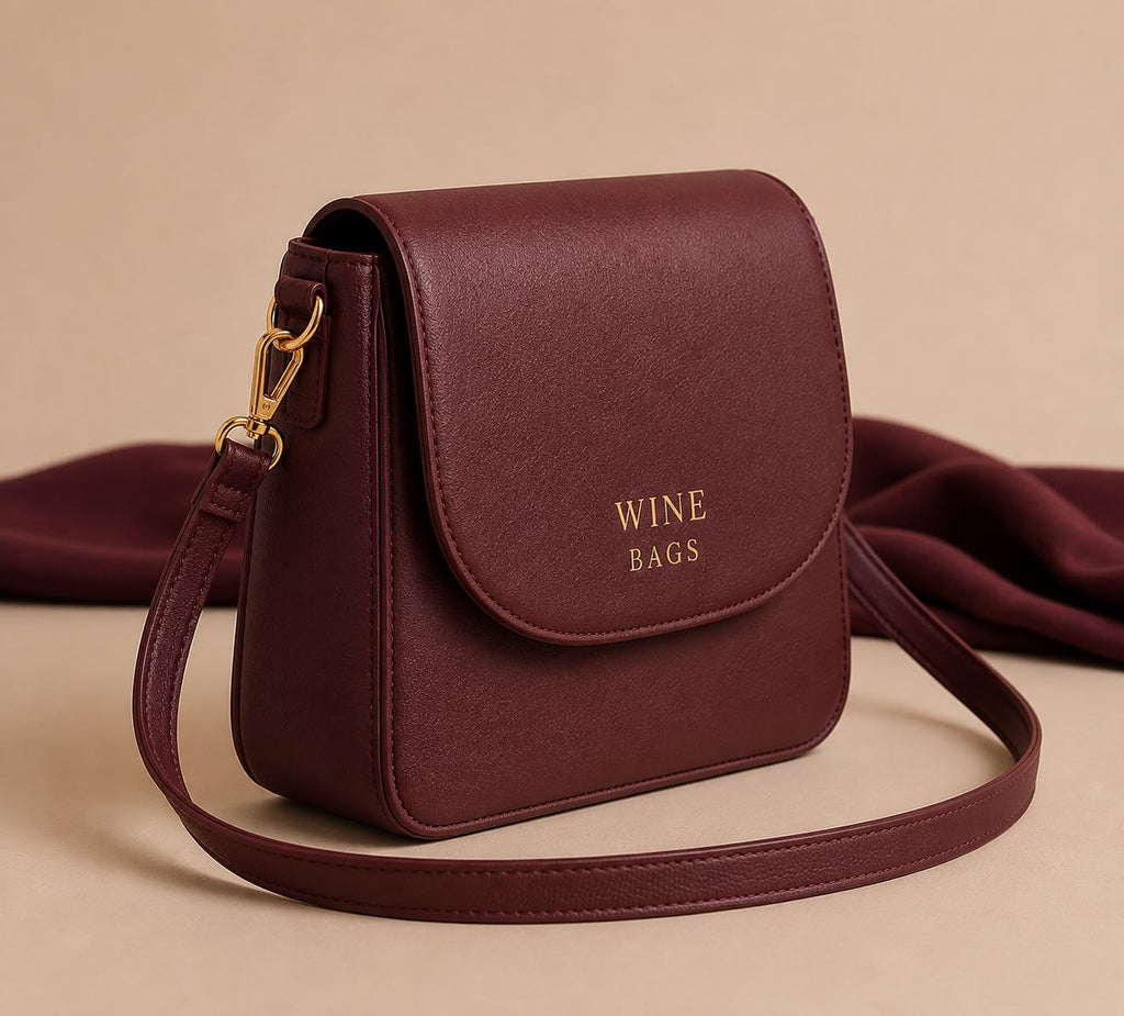 Wine Bags Burgundy Flap Crossbody Bag
