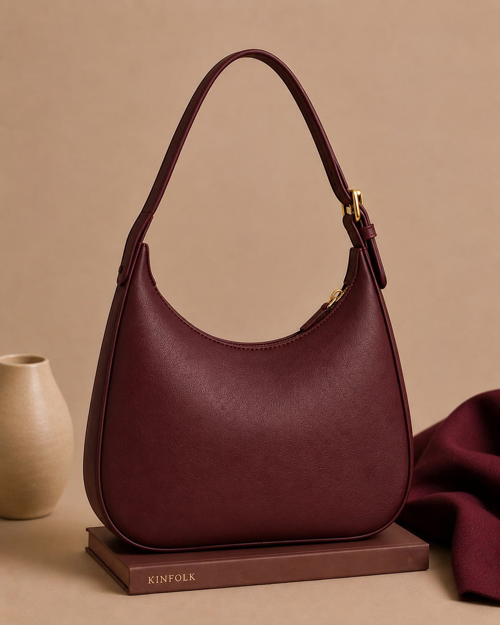 Wine Bags Luxe Burgundy Hobo Bag