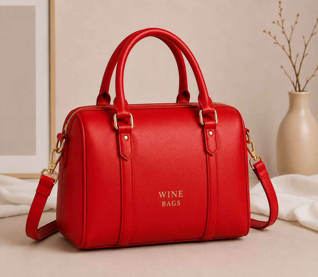 Wine Bags Travel Satchel – Scarlet Red