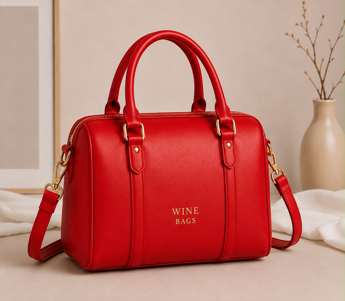Wine Bags Travel Satchel – Scarlet Red