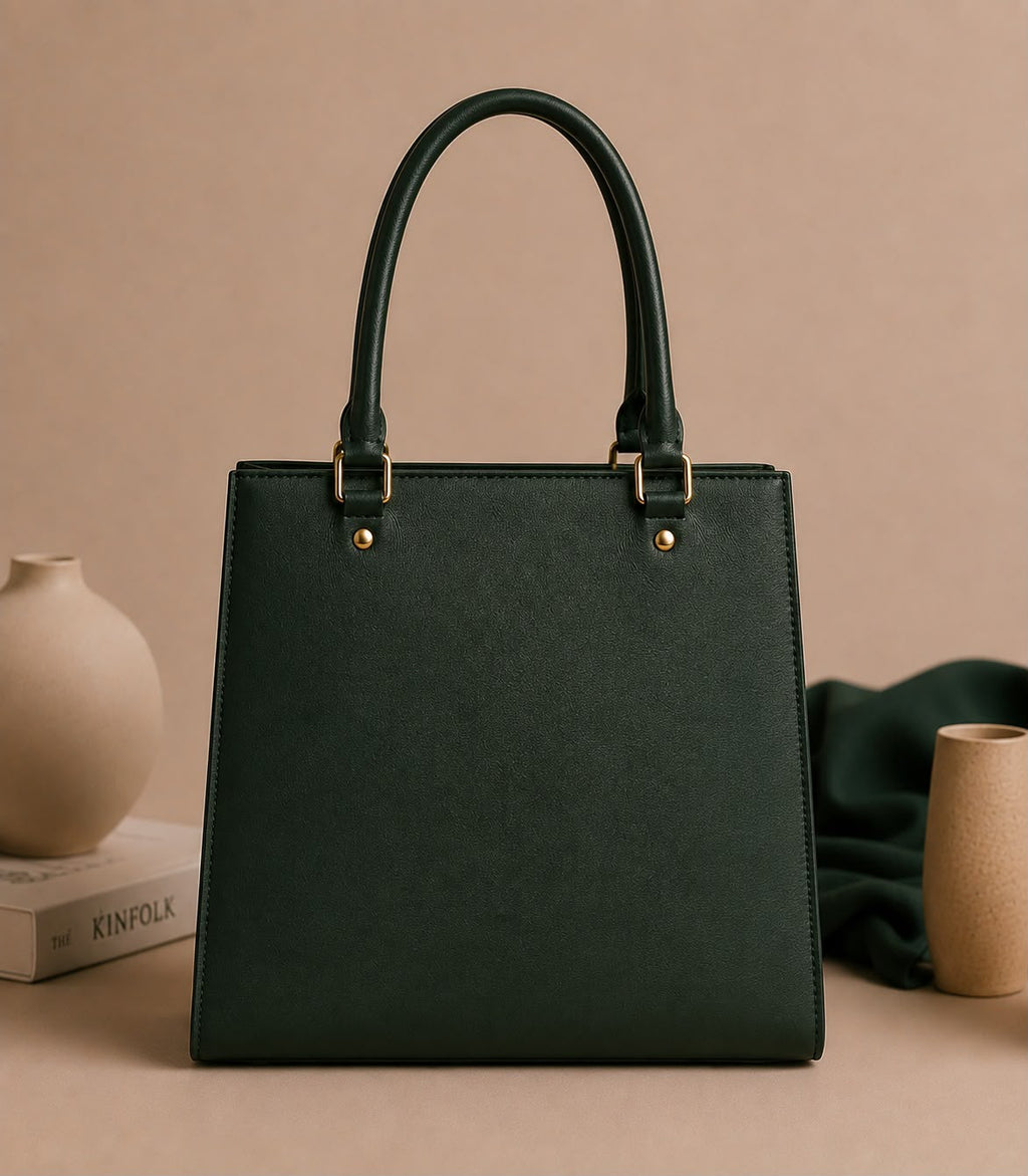 Élan Structured Tote – Forest Green