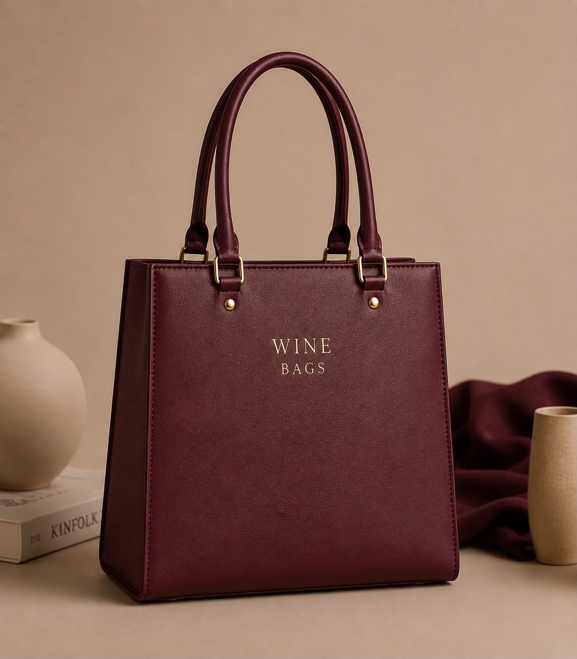 Élan Structured Tote – Burgundy