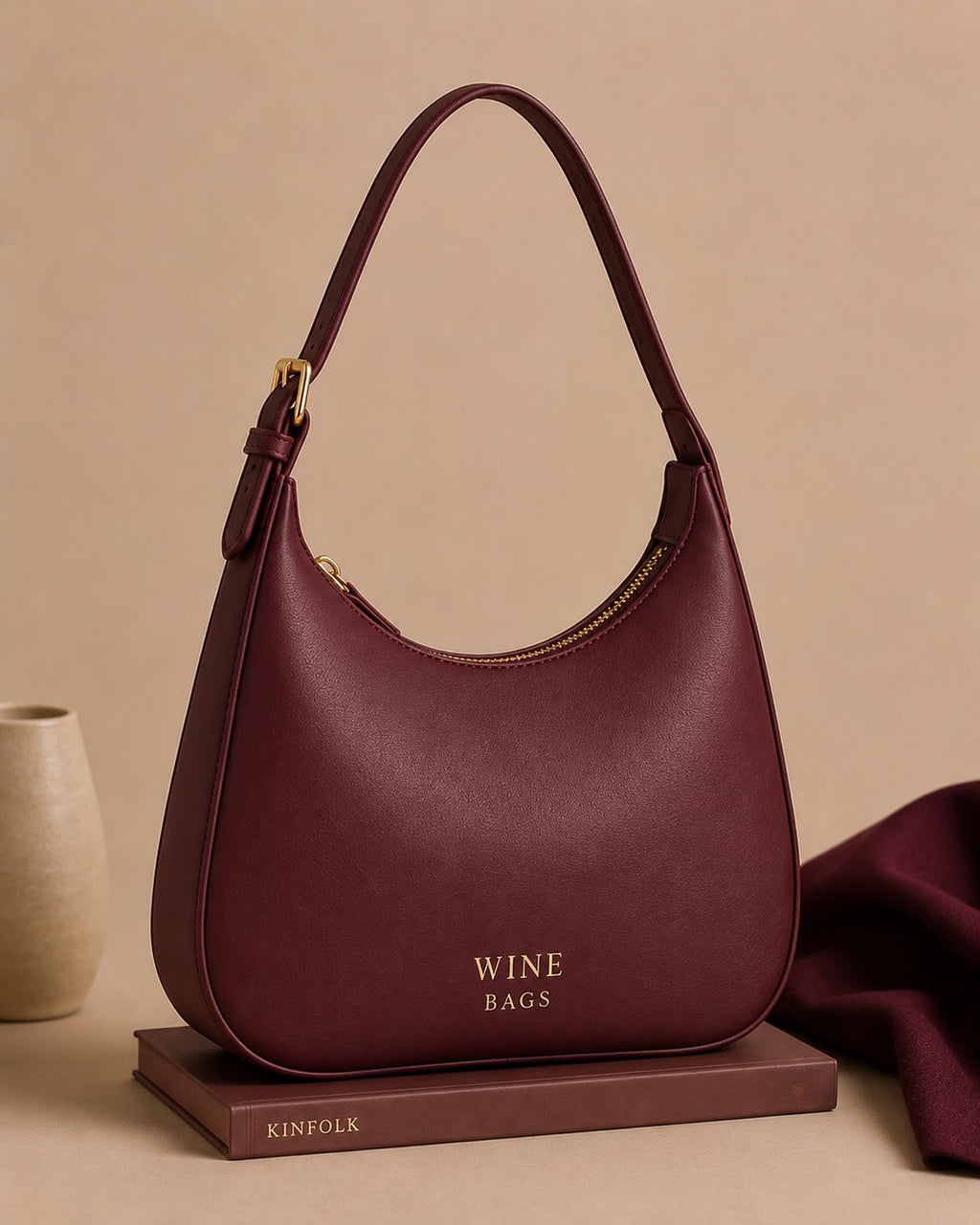 Wine Bags Luxe Burgundy Hobo Bag