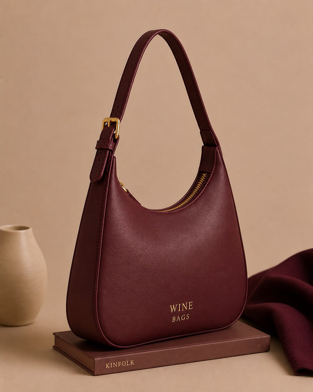 Wine Bags Luxe Burgundy Hobo Bag