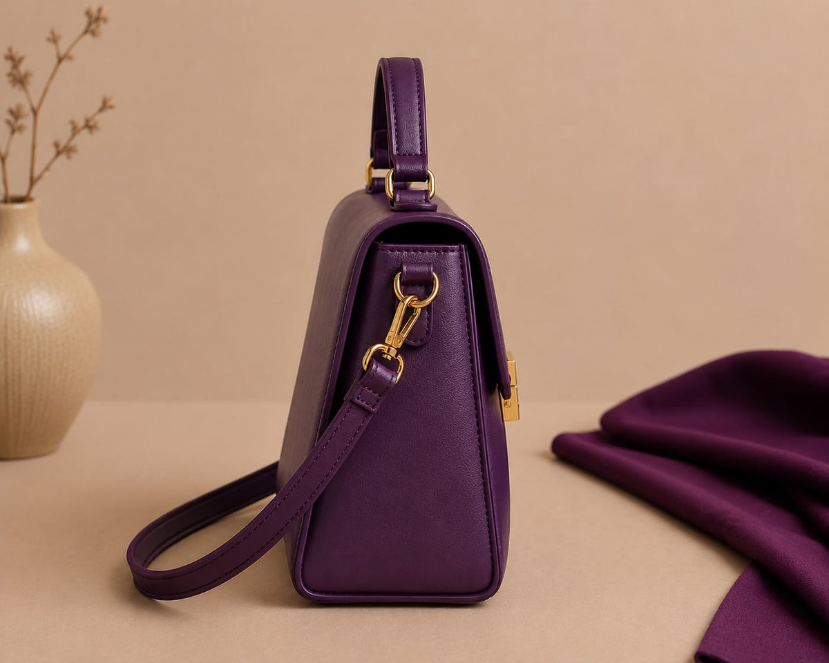 Wine Bags Royal Purple Structured Handbag