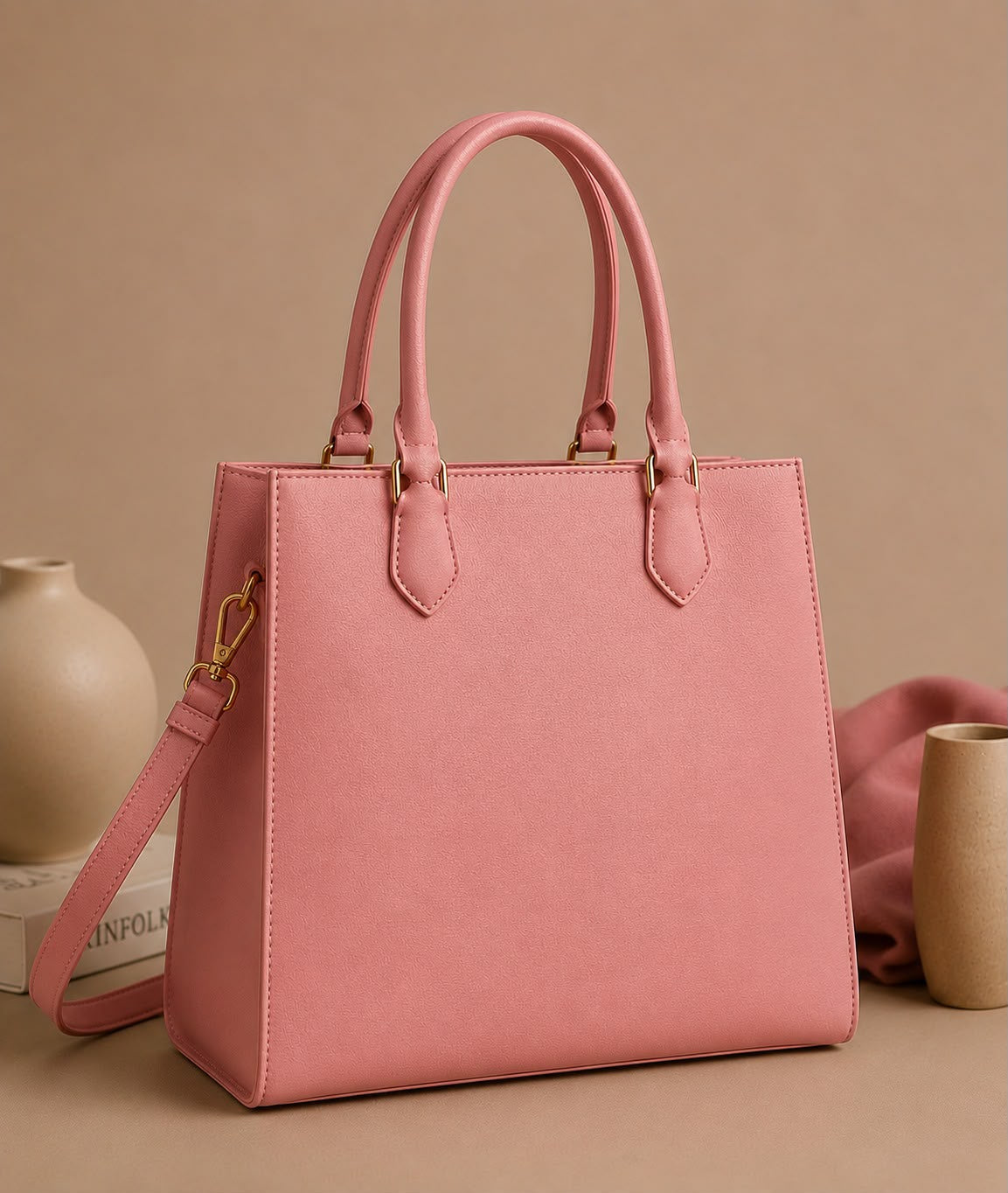 Elan Structured Tote – Blush Pink